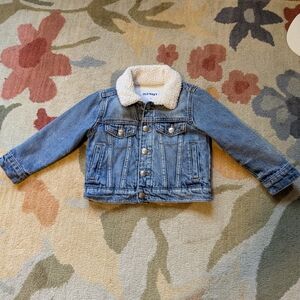 Old Navy Blue Denim Jacket with White Sherpa Lining